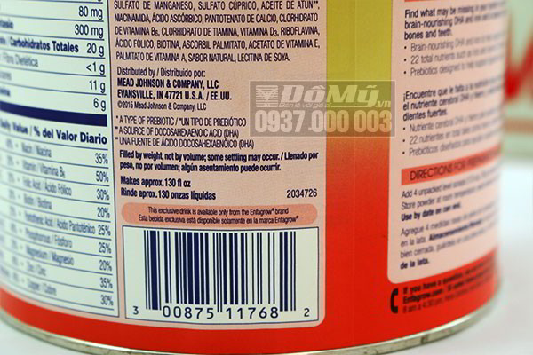 Mã vạch của sữa Enfagrow Older Toddler Vanilla Non-GMO