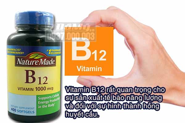 Vitamin Nature Made B12 (1,000 mcg) 400 viên b12 mô tả