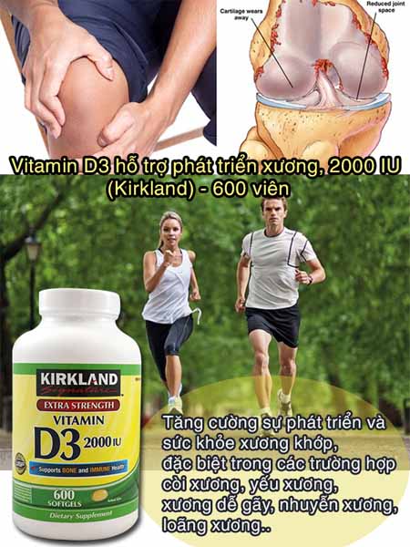 Vitamin D3 hỗ trợ phát triển xương, 2000 IU (Kirkland) - 600 viên phát triển xương
