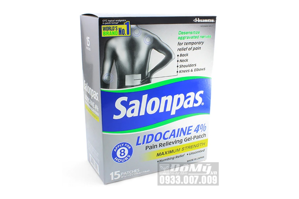 Miếng dán giảm đau Salonpas Lidocaine 4% Mỹ hộp 15 miếng
