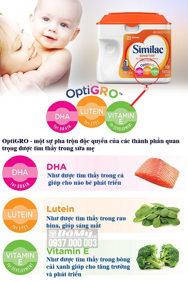 Sữa Similac Senstive dành cho trẻ từ 0-12 tháng tuổi 638g – nhập từ Mỹ - Optigro
