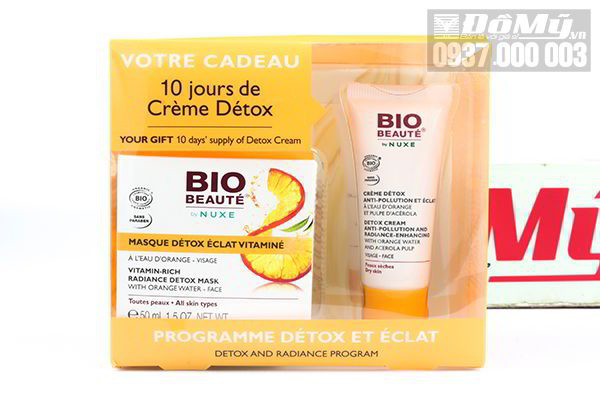 Set mặt nạ thải độc tố cho da Nuxe Bio Beaute Vitamin – Rich Detox tặng 1 kem dưỡng ẩm của Pháp
