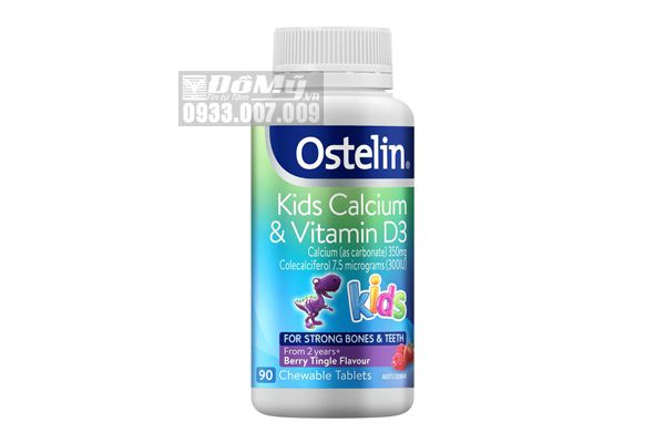 Kẹo nhai bổ sung Vitamin D & Calcium cho bé Ostelin Kids 90 viên của Úc