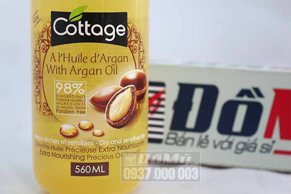 Sữa tắm Cottage chiết xuất tinh dầu Argan 560ml từ Pháp