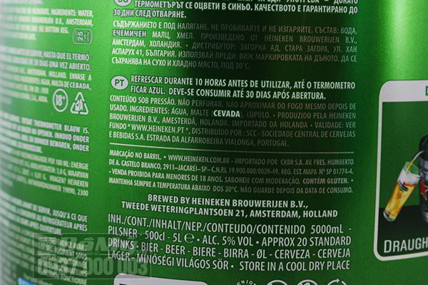 Thành phần chi tiết của Bia Heineken