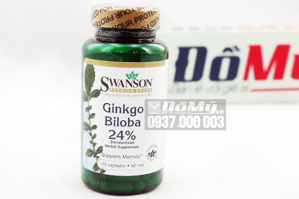Viên uống bổ não tăng cường trí nhớ Ginkgo Biloba 24% 60mg Swanson hộp 120 viên của Mỹ