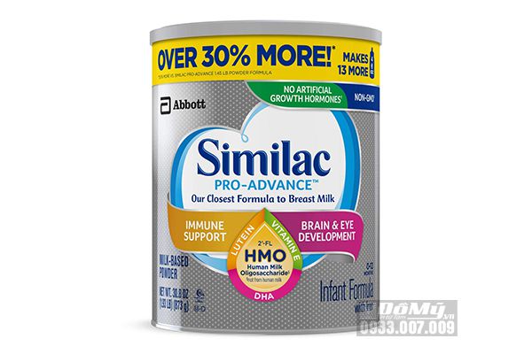Sữa bột Similac Pro Advanced HMO Non – GMO dành cho bé từ 0-12 tháng 873g của Mỹ