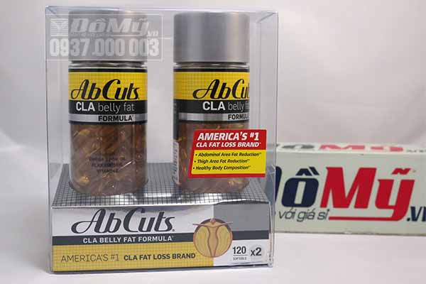 Viên uống giảm cân AbCuts CLA Belly Fat Formula bộ 2 hộp/120 viên/hộp của Mỹ