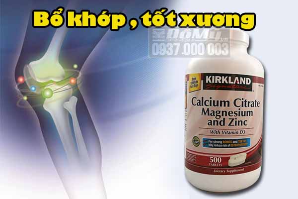 Chắc xương với Calcium Citrate With Vitamin D, Magnesium and Zinc(500 viên) thành phần