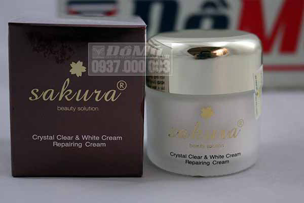 Kem dưỡng trắng, chống lão hóa, phục hồi da ban đêm Sakura Crystal Clear White & Repairing Cream 35g