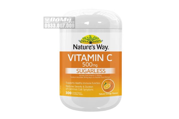 Viên Nhai Bổ Sung Vitamin C Nature’s Way Sugarless Vitamin C 500mg 300 Viên Không Đường Của Úc