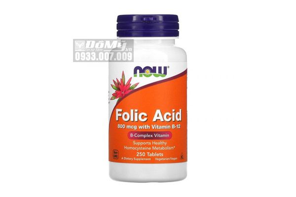 Viên Uống Now Foods Folic Acid 800 mcg Hộp 250 Viên
