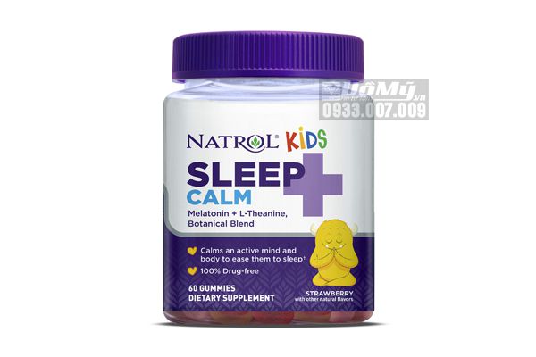 Kẹo Dẻo Cho Bé Natrol Kids Sleep Calm Melatonin+ L-theanine Botanical Blend Gummies 60 Viên
