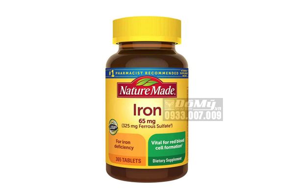 Viên uống bổ sung sắt Nature Made Iron 65 mg 365 viên của Mỹ