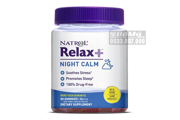 Kẹo Ngủ Ngon Giảm Stress Natrol Relaxia Night Calm Gummies 50 Viên