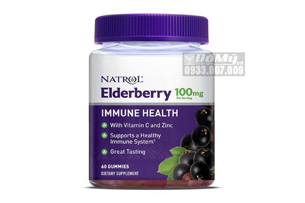 Kẹo Dẻo Tăng Sức Đề Kháng Natrol Elderberry Immune Health Gummies 100mg 60 Viên