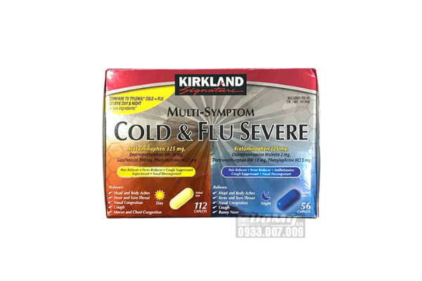 Viên uống trị cảm cúm, ho sốt Kirkland Cold & Flu Severe 168 viên