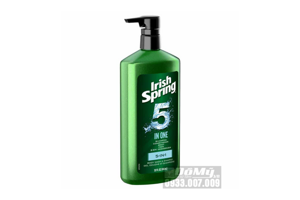 Sữa tắm gội toàn thân nam Irish Spring 5in1 Hair, Face, and Body Wash 946ml của Mỹ