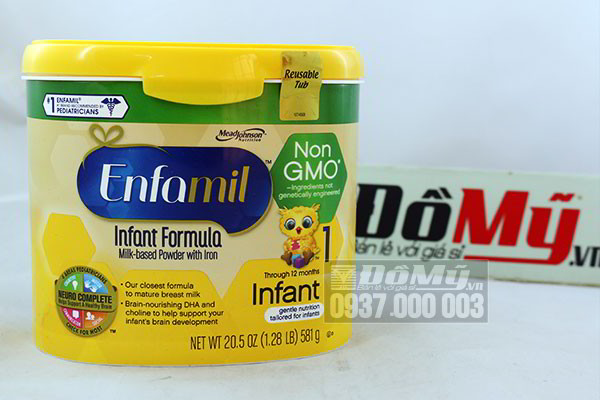 Sữa Enfamil Non-GMO Infant của Mỹ dành cho bé từ 0-12 tháng hộp 581g (Mẫu cũ)