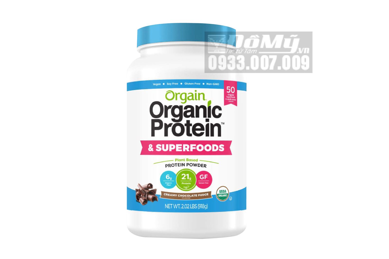Bột Protein Thực Vật Hữu Cơ Orgain Organic Protein & Super Foods 918g hương vani