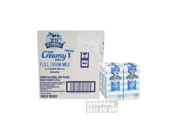Sữa tươi nguyên kem Devondale Creamy 200ml x 24 hộp của Úc